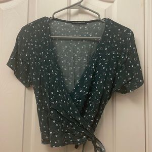 Brandy Melville Green Wrap Top